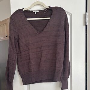 Reiss Deep plum silk bled V-Neck Sweater